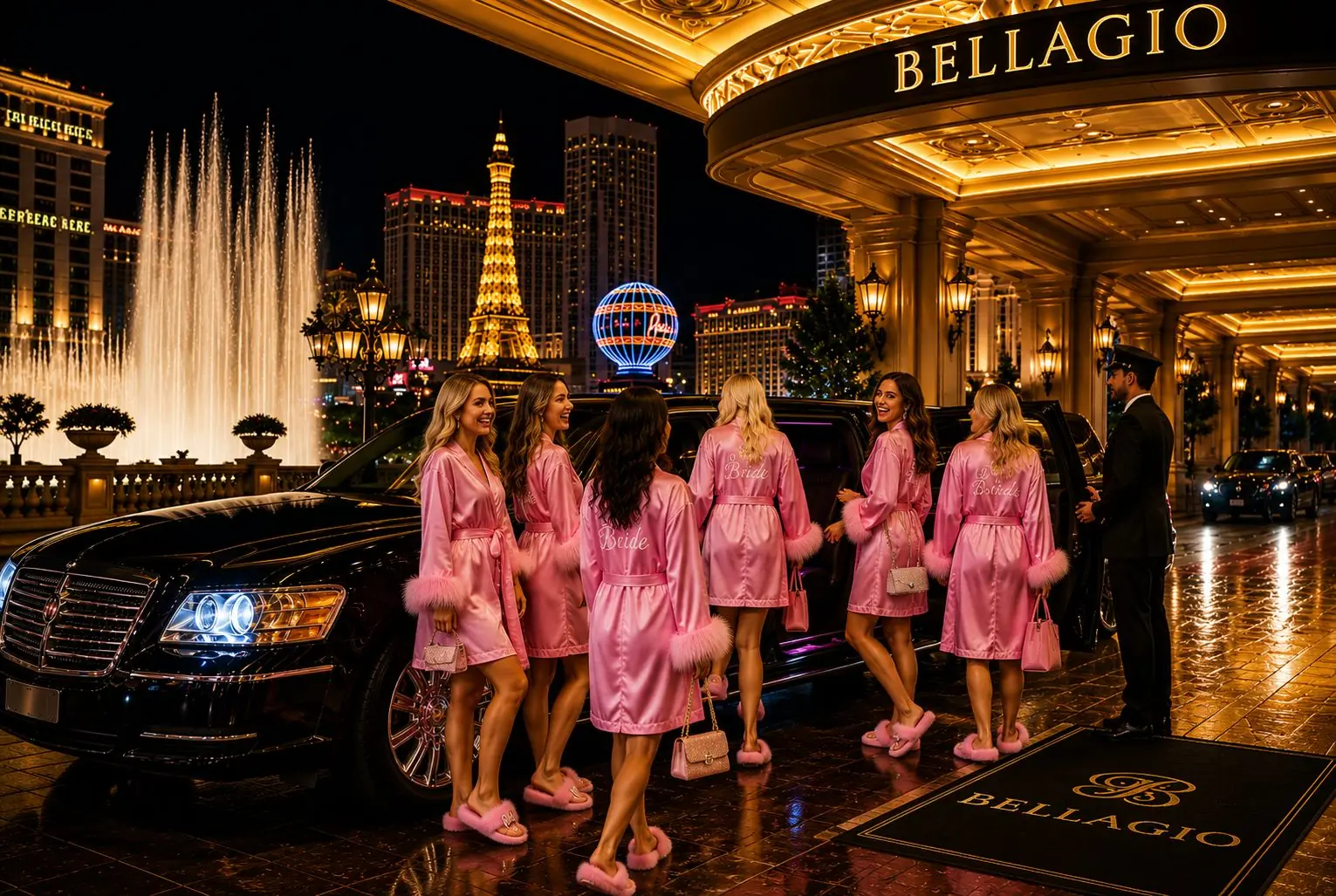 Concept image of a celebration group arriving at a Las Vegas resort