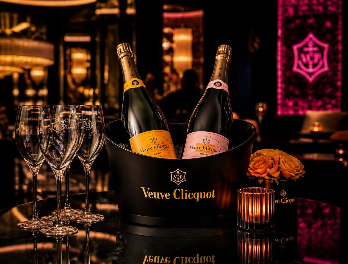 Veuve Clicquot Rosé bottle presentation